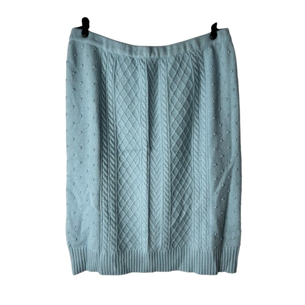 Eloquii Skirt Size 18/20 Baby Blue Cable Knit Straight‎ Pencil Elastic Waist